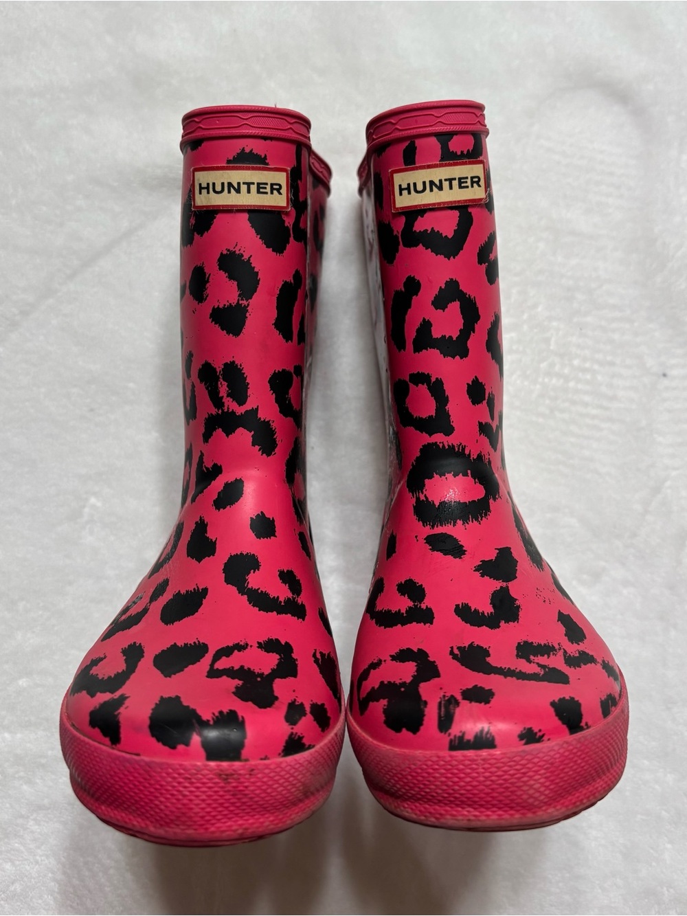 Hunter Pink and Black Leopard Print Rain Boots